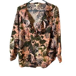 Terra Sky Women's Top 14W Multi-Color, Ruffled, Cotton Rayon Blend